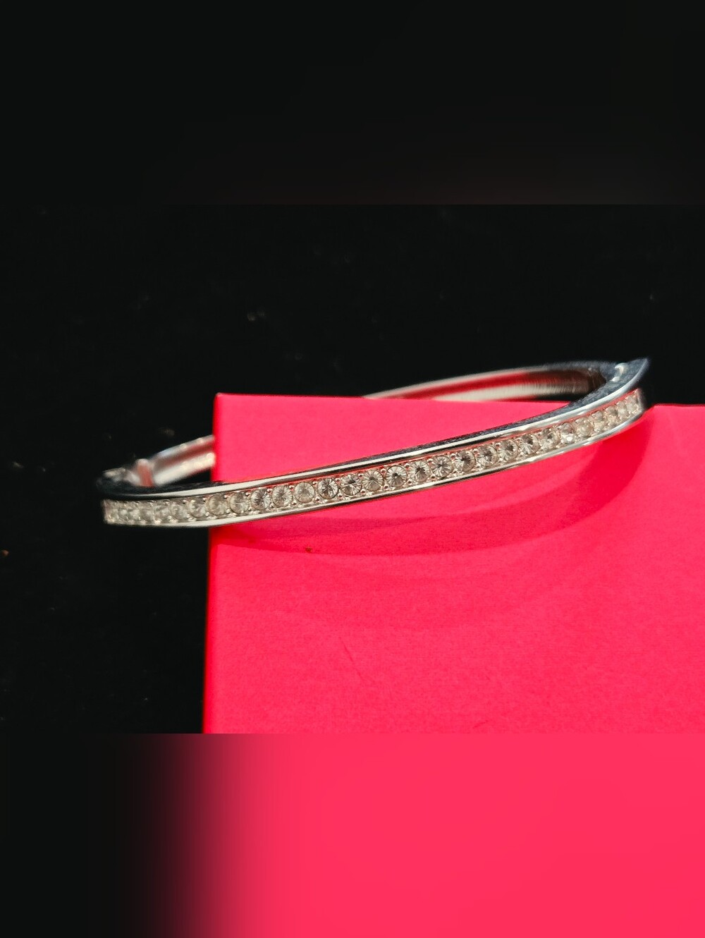 Swarovski Channel-Set Crystal Hinged Bangle Bracelet.